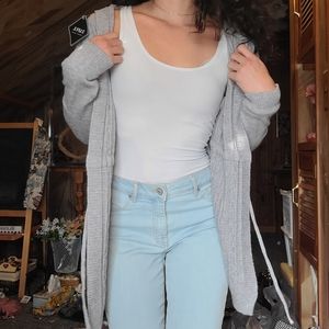 hooded grey cardigan with string zaful size small fall